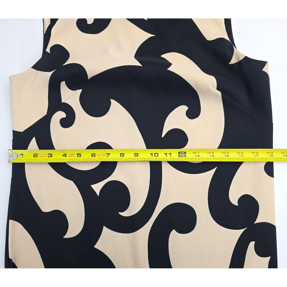 AGB Sleeveless Zipper Shoulder Black Beige Pencil Dress 8 - Picture 7 of 8